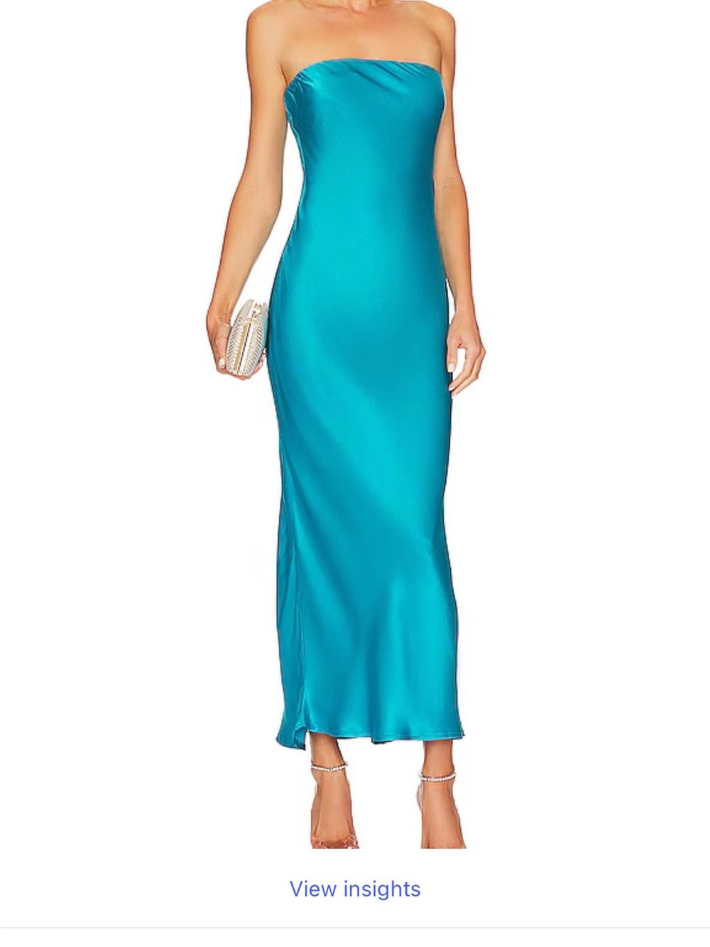 Strapless Teal Satin Slip Dress